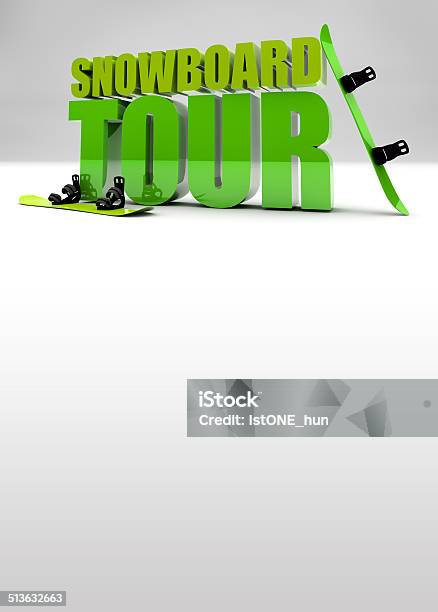 Snowboard Tour 3d Text Background Stock Photo - Download Image Now - Abstract, Challenge, Exploration