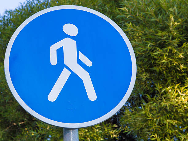 istock road sign with a pedestrian 513632899
