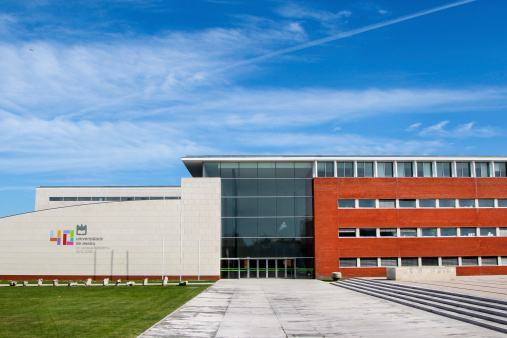Aveiro, Portugal - April 8, 2014: Modern Rectory building of the University of Aveiro (Universidade de Aveiro), one of best-ranking Portuguese universities, founded in 1973.