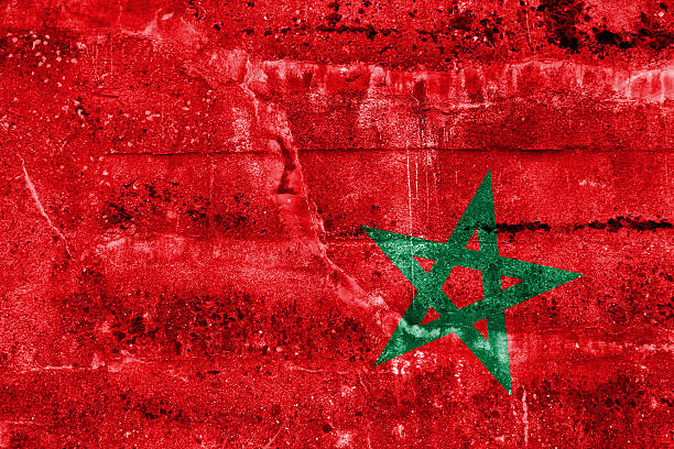 Morocco Flag painted on grunge wall