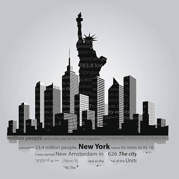 illustrazioni stock, clip art, cartoni animati e icone di tendenza di new york - new york city skyline new york state freedom