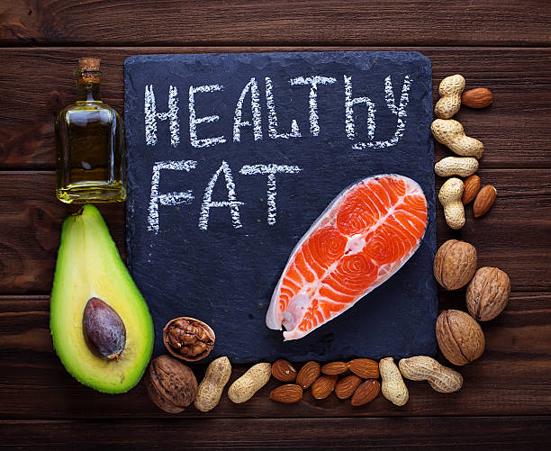 istock Healthy fat salmon, avocado, oil, nuts 513636158