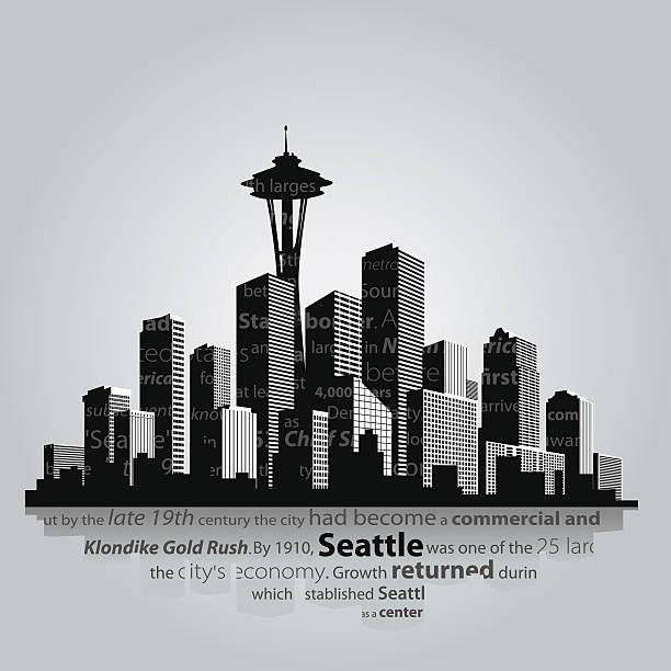 seattle - seattle skyline cityscape space needle stock illustrations