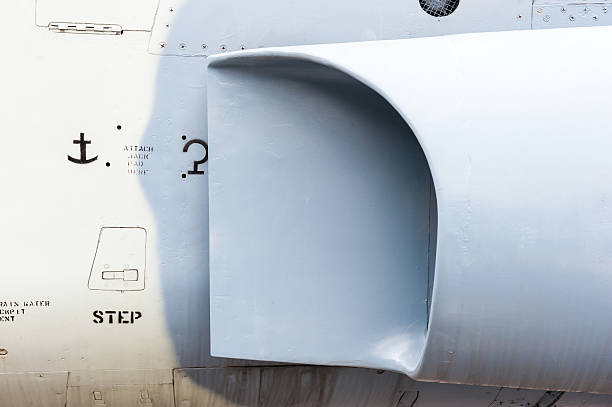 Warning and color painted airplane Warning and color painted on the airplane, Jet air intake jet intake stock pictures, royalty-free photos & images