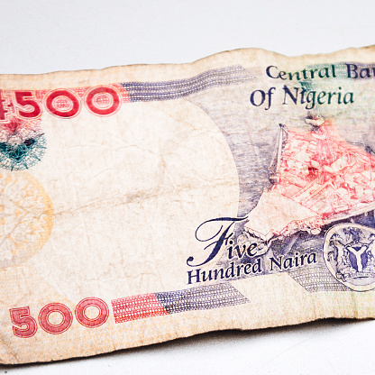 Shabby Nigerian 500 Naira note.