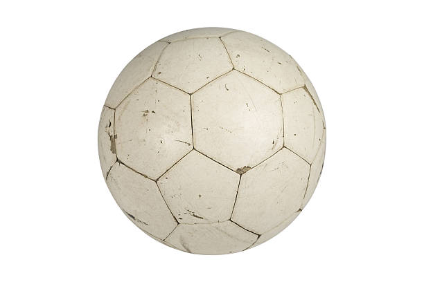 stary piłka nożna na białym tle - soccer ball old leather soccer zdjęcia i obrazy z banku zdjęć