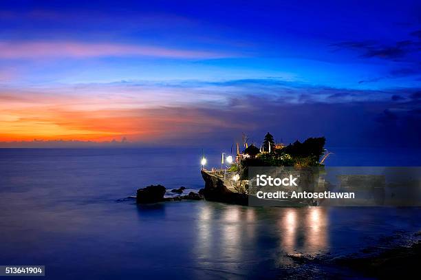 Balinese Temple In The Sunset Stock Photo - Download Image Now - Asia, Bali, Blue
