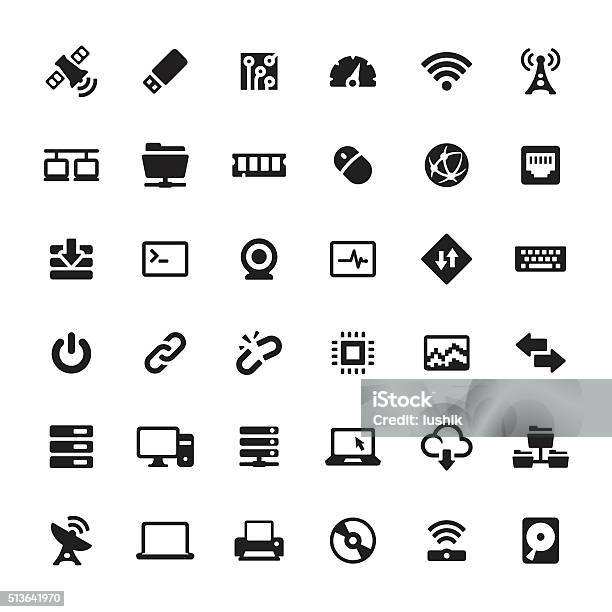 Technology And Computers Vector Symbols And Icons Stock Illustration - Download Image Now - Icon Symbol, Network Connection Plug, Network Server