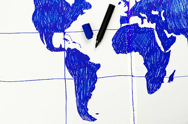 istock Map of the world drawn by hand on paper 513644790