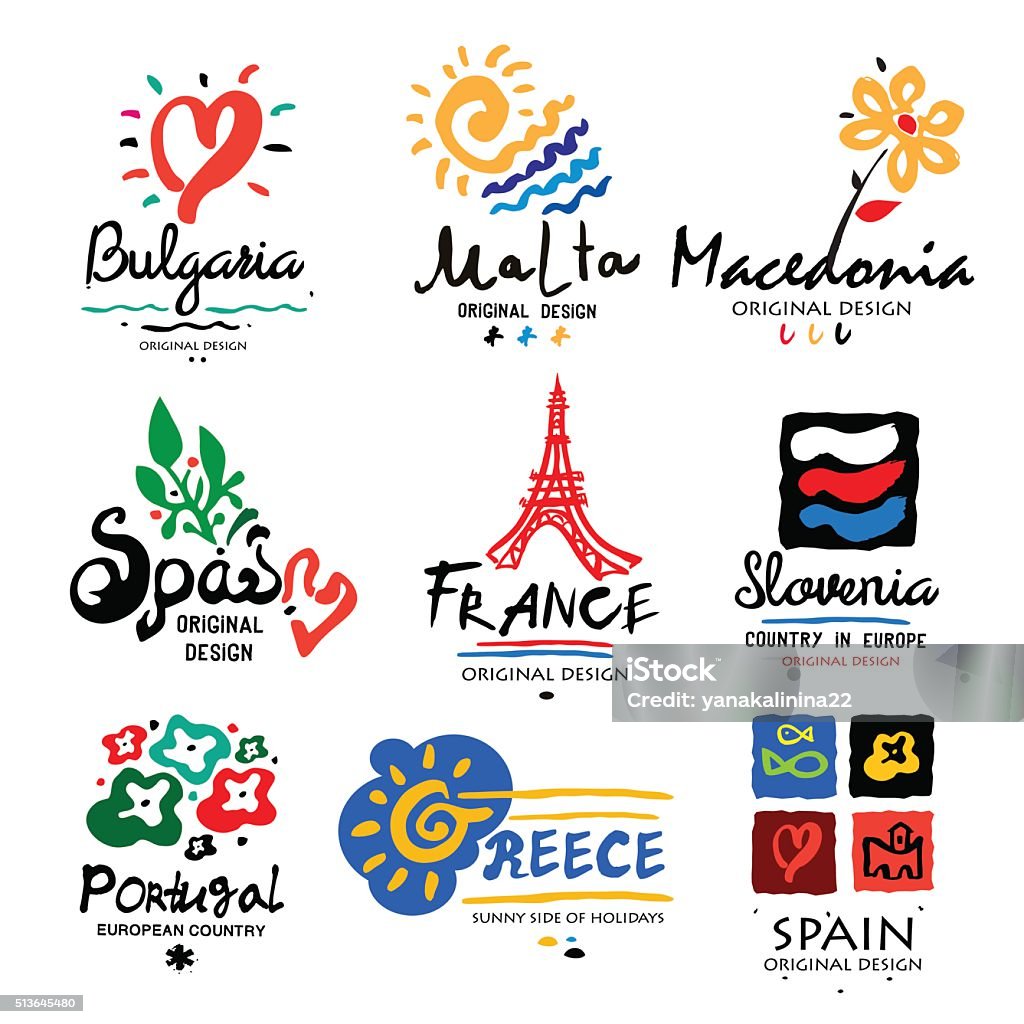 Europa logo. Logo per agenzie di viaggio. - arte vettoriale royalty-free di Acquerello