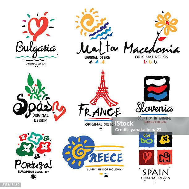 Europa Logo Logo Per Agenzie Di Viaggio - Immagini vettoriali stock e altre immagini di Acquerello - Acquerello, Arti e mestieri, Artigianato