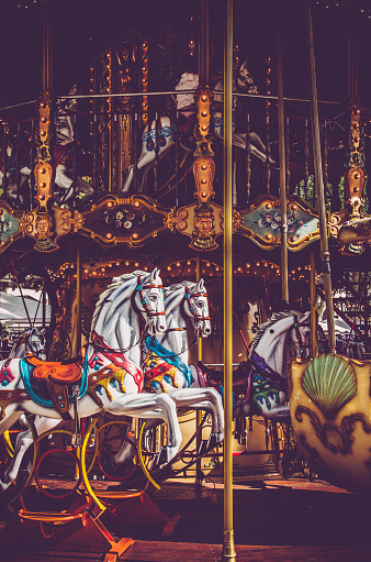 Carousel Horses on Merry Go Round in Avignon, France