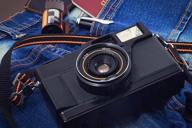 Photo of Old camera, vintage camera films popular in the past.