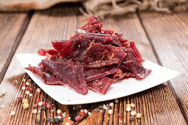 carne seca - beef jerky meat smoked - fotografias e filmes do acervo