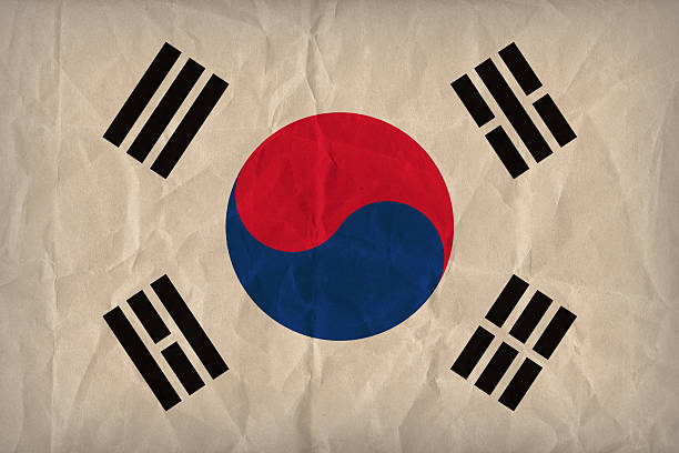 istock South Korea flag pattern on the paper texture ,retro style 513647255