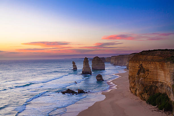 The Twelve Apostles Evening shot of the famous Twelve Apostles sea rock formation in Australia twelve apostles sea rocks victoria australia stock pictures, royalty-free photos & images