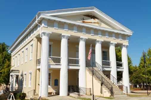 Newberry, South Carolina, USA - September, 11th 2011: Built in 1852, the Newberry Old Courthouse stands as a local and regional landmark attraction in the midlands of South Carolina, currently serving as a community hall, a visitors center, and a Chamber of Commerce.
