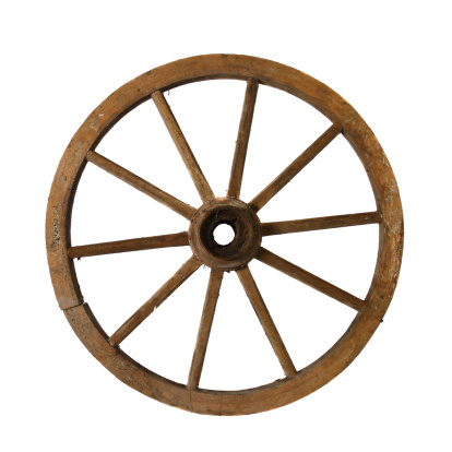 Old wheel isolated on white background