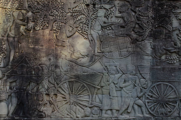 istock sculpture of army at Bayon 513652469