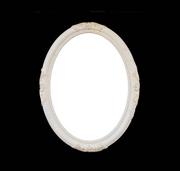 istock Old Blank White Oval Wooden Frame Isolated on Black 513671818