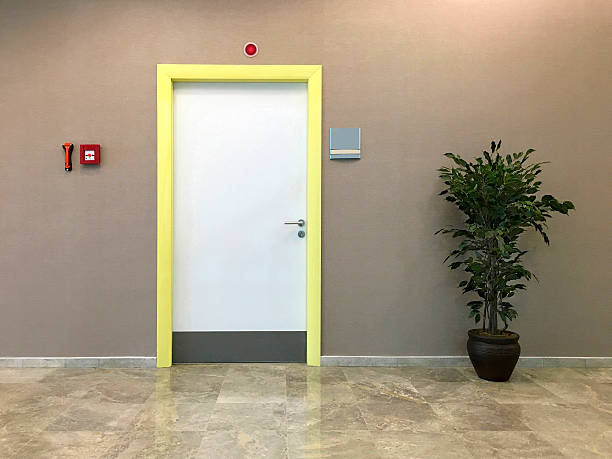 istock Office Room Door, Fire Alarm and Plant 513672266