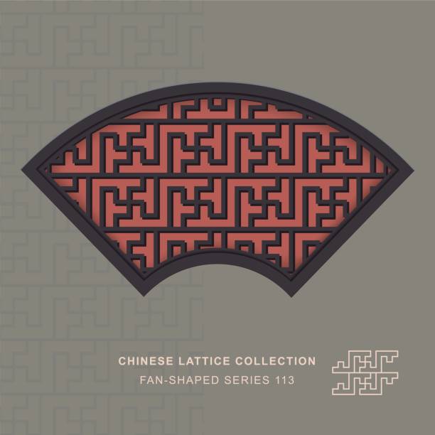 китайский вентилятор в форме lattice_113 через геометрия с винтовыми канавками - fan shape stock illustrations