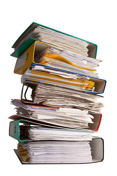 The pile of file binder with papers stock photo