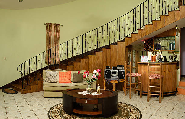 istock wood staircase in house 513676158