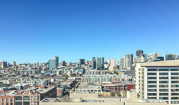 san francisco panoramę miasta - sun lighting equipment san francisco county downtown district zdjęcia i obrazy z banku zdjęć