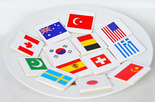 istock International flags of the world on a white pate 513678746