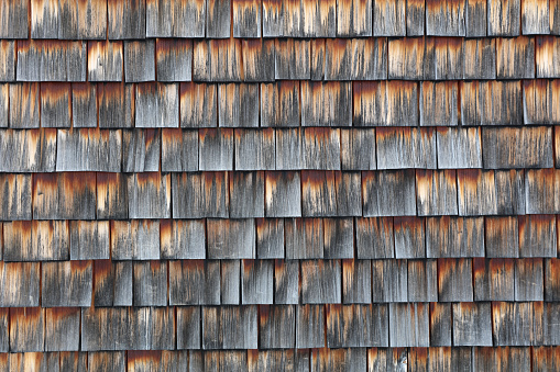 Detail of weathered wooden shingles