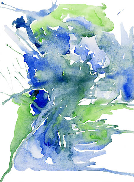 グリーンとブルーの背景に白色用紙 - paint drops illustrations点のイラスト素材／クリップアート素材／マンガ素材／アイコン素材