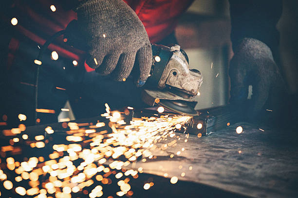 istock Grinding metal bar close up shot 513683872