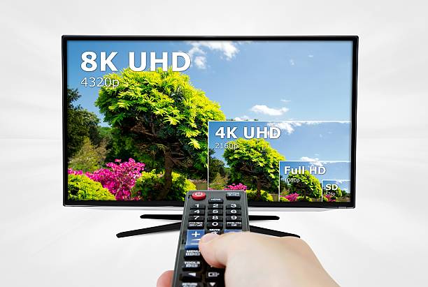 televisión de ultra alta definición. 8 k tecnología de resolución de televisión - high definition television fotografías e imágenes de stock