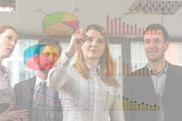 istock Showing on board diagrams of success 513687462