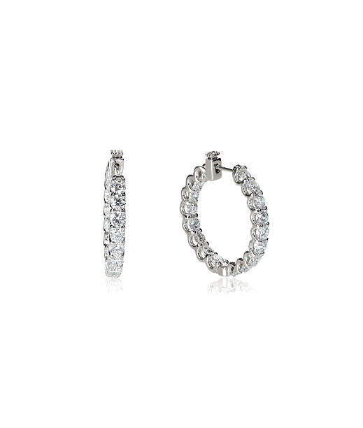 Diamond hoop dangle pave elaborate bridal earrings
