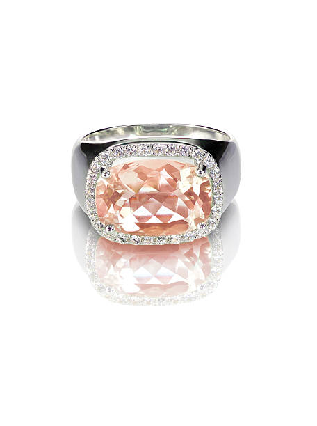 istock Morganite diamond halo engagement ring 513694764