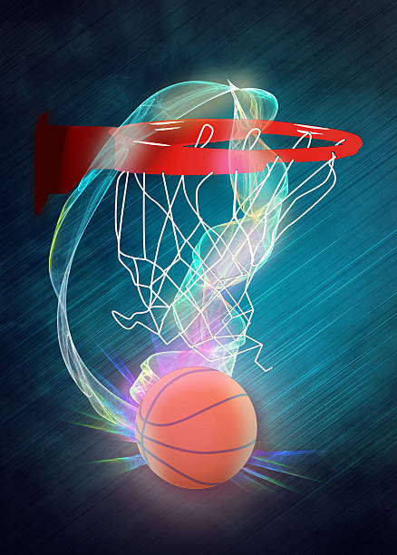 istock Baketball hoop and ball background 513701615