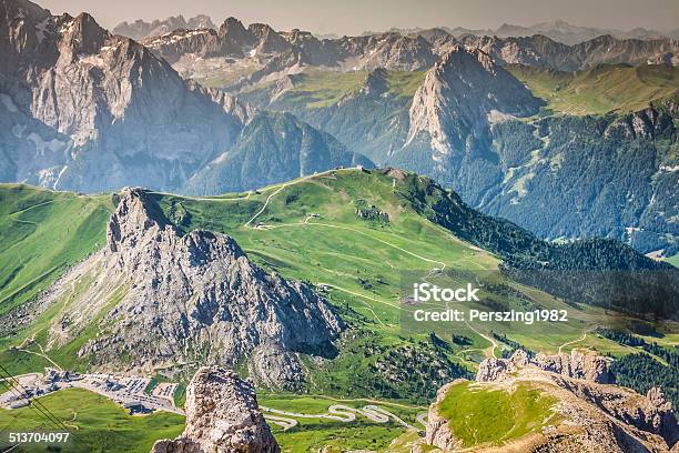 Sass Pordoi South Face In Sella Group Dolomites Stock Photo - Download Image Now