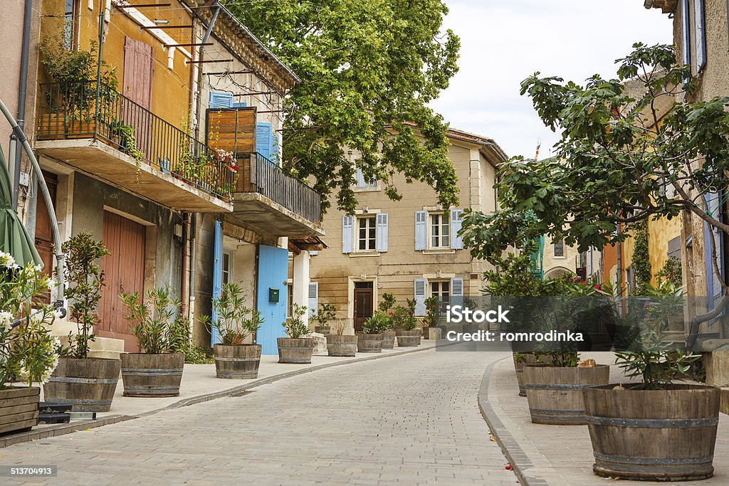 Provencal street with typical houses in southern France, Provenc Provencal street with typical houses in southern France, Provence St Remy De Provence Stock Photo