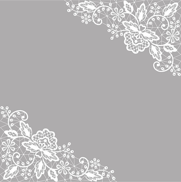 인명별 레이스 on 회색 배경 - lace frame retro revival floral pattern stock illustrations