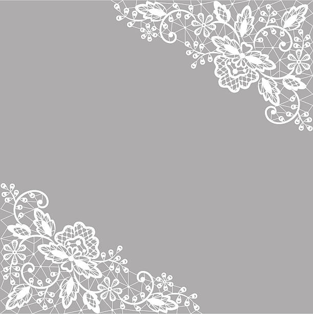 белые кружева на серый фон - lace frame retro revival floral pattern stock illustrations