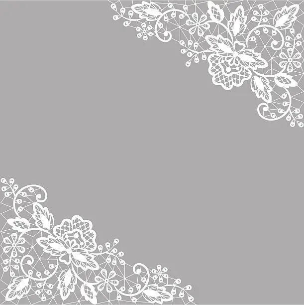 Vector illustration of white lace on gray background