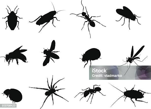 Ilustración de Corrección De Negro Siluetas Ilustración Vectorial y más Vectores Libres de Derechos de Insecto - Insecto, Silueta, Vector