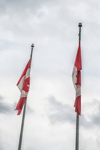 istock canadian flag waving on the sky 513724871
