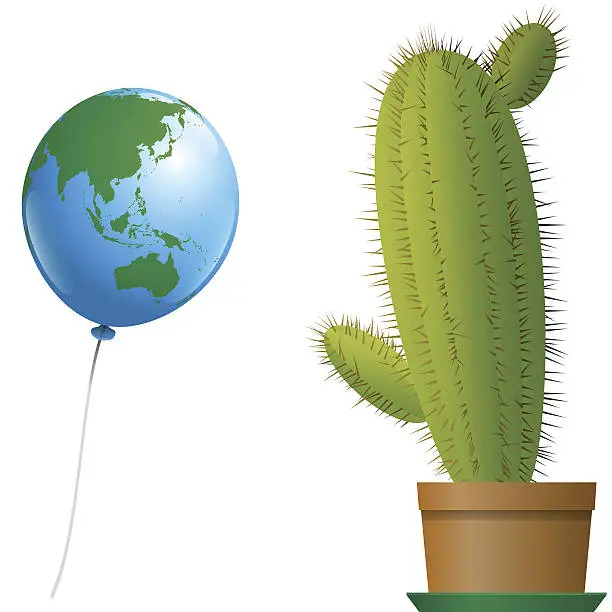 Vector illustration of Balloon Asia Australia Cactus