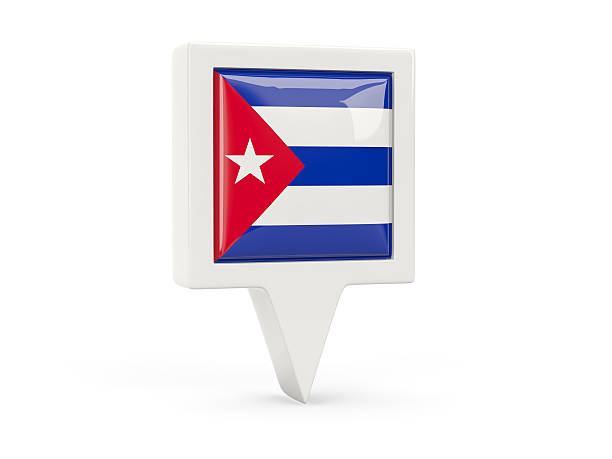 Square flag icon of cuba isolated on white