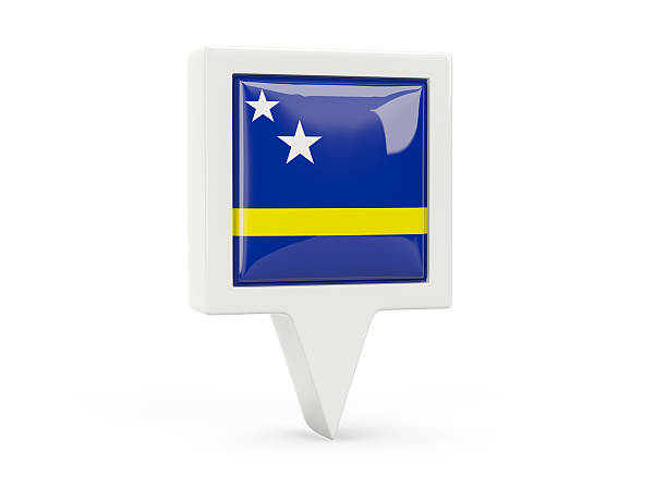 Square flag icon of curacao isolated on white