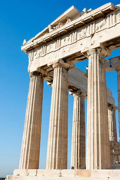 Columns of Parthenon in Athenian Acropolis stock photo
