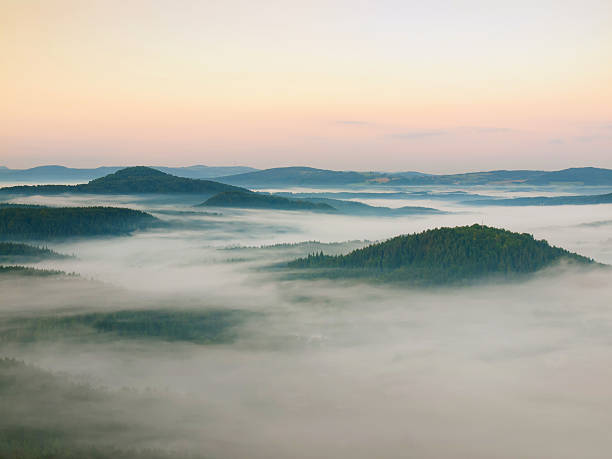 istock Fall misty valley early morning within sunrise. 513727213